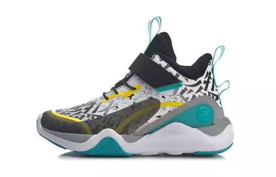 Баскетбольные кроссовки WAY OF WADE для детей GS Mid-top черного/белого/желтого/зеленого цвета Lining Young