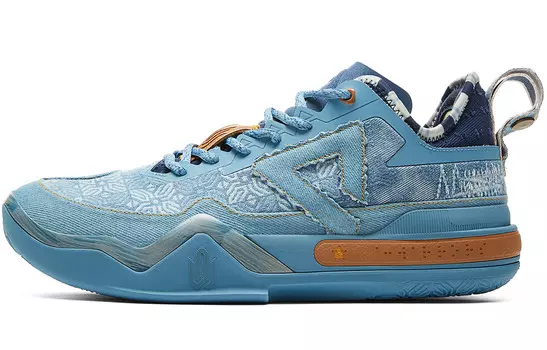 Баскетбольные кроссовки Wiggins AW1 мужские с низким верхом, джинсовые, синие Peak