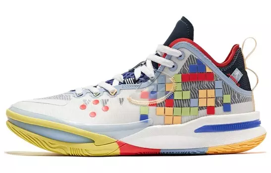 Баскетбольные кроссовки Wind Blade 3PRO мужские среднего размера, белые/синие Qiaodan