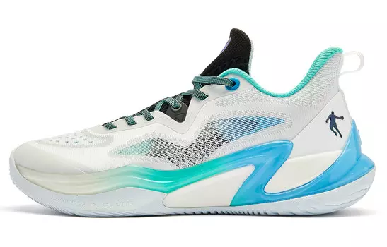 Баскетбольные кроссовки Wind Blade 4 Generation Basketball Shoes Men Low-Top White Fresh Blue Qiaodan