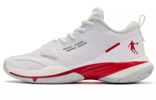 Баскетбольные кроссовки Wind Blade Fly By мужские низкие белые томатно-красные Qiaodan
