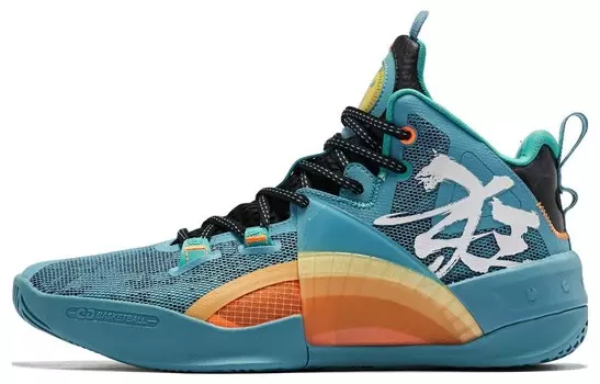 Баскетбольные кроссовки Zhanji 5 Basketball Shoes Men High-Top Blue/Green Qiaodan