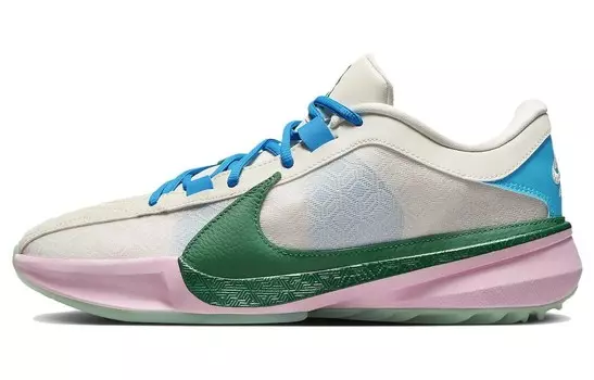 Баскетбольные кроссовки Zoom Freak 5 5 The Hard Way Nike, белый/розовый/зеленый