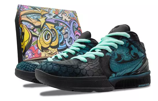 Баскетбольные кроссовки Zoom Kobe 4 унисекс с низким верхом, черные, голубые Nike