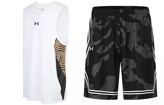 Баскетбольный костюм мужской комплект белый и черный Under Armour, черный