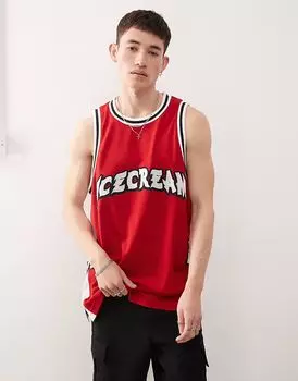 Баскетбольный жилет ICECREAM с аппликацией в виде бегущего щенка красного цвета