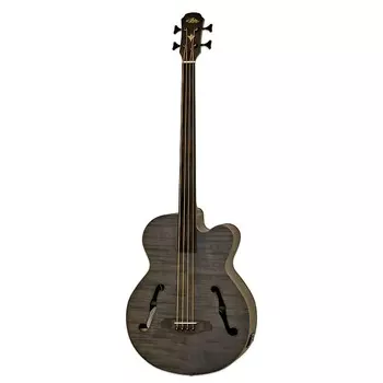 Басс гитара Aria FEB-F2/FL-STBK Flame Nato Top Nato Neck 4-String Fretless Acoustic Bass Guitar w/Gig Bag - Stained Black