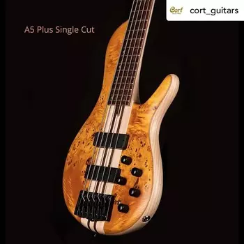Басс гитара Cort A5PLUSSCAOP Artisan Series Single Cutaway Swamp Ash Body 5-String Electric Bass Guitar w/Case