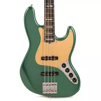 Басс гитара Fender American Ultra Jazz Bass Mystic Pine Green w/Ebony Fingerboard, Anodized Gold Pickguard, & Matching Headcap