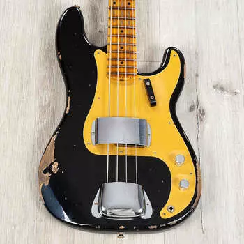 Басс гитара Fender Custom Shop '58 Precision Bass Heavy Relic, Maple Fretboard, Aged Black