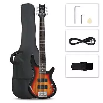 Басс гитара Glarry 6 String GIB Bass Guitar HH Pickup Sunset