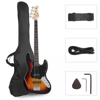 Басс гитара Glarry GJazz Electric Bass Guitar Black pickguard Sunset