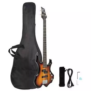 Басс гитара Glarry Sunset Burning Fire Electric Bass Guitar Full Size 4 String