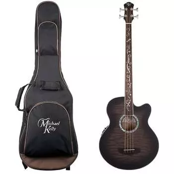 Басс гитара Michael Kelly Dragonfly 4 Fretless Acoustic-Electric Bass Guitar, Pau Ferro, Smokeburst, with Gig Bag