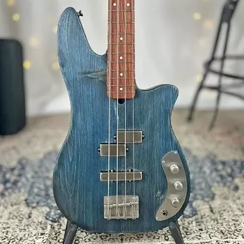 Басс гитара Offbeat Guitars Roxanne PJ 32" Medium Scale Bass in Blue Steel Pulse on Pine with EMG Brushed Chrome PJ Pickups, Gotoh Hardware
