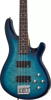 Басс гитара Schecter C-4 Plus 4-String Bass Guitar, Quilted Maple Top, Ocean Blue Burst