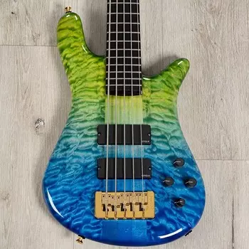 Басс гитара Spector USA NS-5XL 5-String Bass, Ebony Fretboard, Quilted Maple Top, Custom Green to Blue Fade