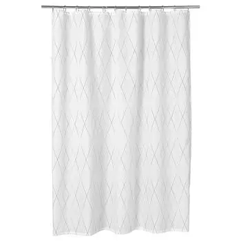 BASTSJN БАСТШЁН Штора для ванной, белый/серый/бежевый, 180x200 см IKEA