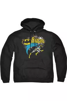 Batman Batgirl Halftone Adult Pull Over Hoodie / Толстовка с капюшоном Gildan, черный