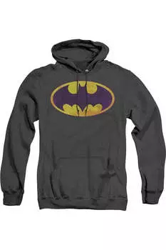 Batman Bm Neon Distress Logo Adult Heather Hoodie / Толстовка с капюшоном Gildan, черный
