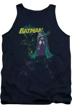 Бэтмен Летучая мышь Спрей для взрослых Майка Gildan, темно-синий