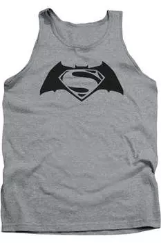 Бэтмен против Супермена Простой логотип взрослый топ-майка Gildan, цвет athletic heather