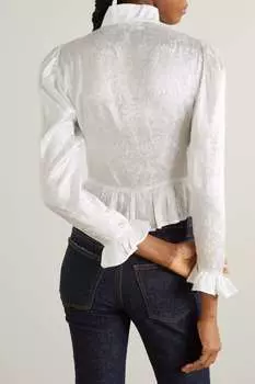 BATSHEVA блузка Grace из цветочного жаккарда с оборками, белый