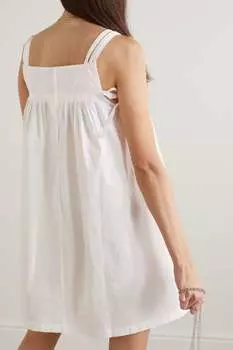 BATSHEVA платье мини Haven из хлопкового поплина со сборками, белый