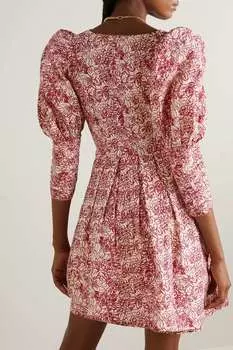 BATSHEVA платье мини Izra из хлопка и поплина с цветочным принтом, красный