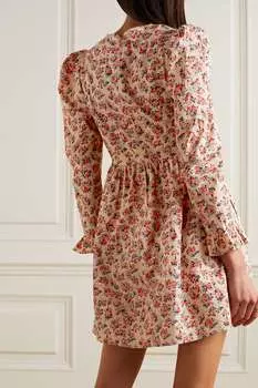 BATSHEVA + платье мини Laura Ashley с оборками и цветочным принтом из хлопка и поплина, апельсин
