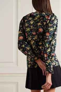 BATSHEVA + Топ Laura Ashley Nia с оборками и цветочным принтом из хлопка и поплина, черный