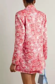 BATSHEVA жаккардовый блейзер Agnes с искусственным жемчугом и цветочным принтом, красный