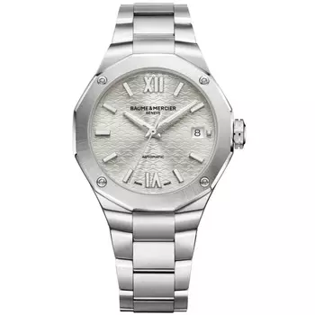 Baume & Mercier Riviera автоматические женские часы с серебристым циферблатом и сталью 10615, серебряный