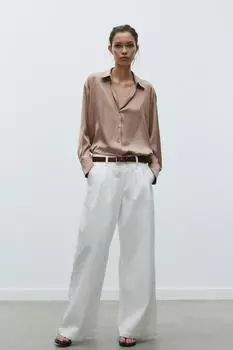 Базовая атласная рубашка ZARA, цвет Mink