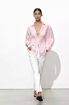 Базовая атласная рубашка ZARA, розовый