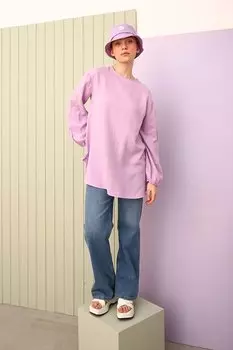 Базовая блузка из муслина из 100% хлопка темно-сиреневого цвета ALL DAY