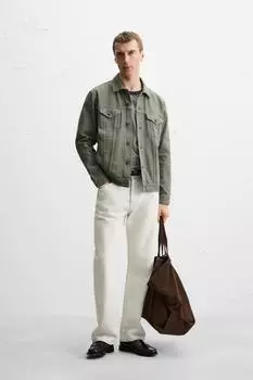 Базовая джинсовая куртка ZARA, хаки
