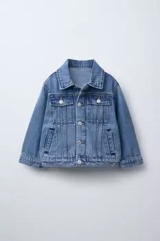 Базовая джинсовая куртка ZARA, синий