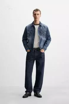 Базовая джинсовая куртка ZARA, синий
