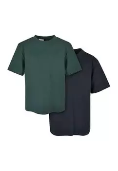 базовая футболка 2 Pack Tall Urban Classics, цвет navy+bottlegreen