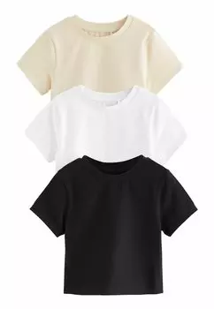 базовая футболка 3 Pack Boxy Regular Fit Next, цвет black white neutral