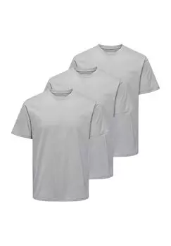 Базовая футболка 3 PACK Only & Sons, серый