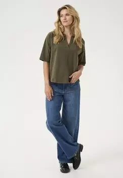 Базовая футболка AMANDA WITH V-NECK Kaffe, цвет Evergreen