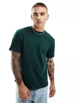 Базовая футболка ASOS DESIGN из темно-зеленой ткани плотностью 240 г/м свободного кроя