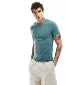 Базовая футболка ASOS DESIGN – K 6rperbetontes синего цвета