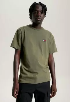 Базовая футболка BADGE CLASSIC FIT Tommy Jeans, темно-оливково-зеленый