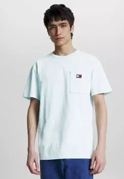 базовая футболка BADGE POCKET TEE Tommy Jeans, мерцающий синий