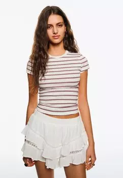 Базовая футболка Bershka, бежевый