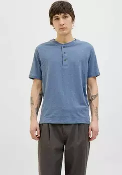 Базовая футболка BLUNIXS HENLEY Jack & Jones PREMIUM, темно-синий