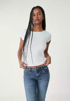 Базовая футболка BOAT NECK Stradivarius, белый